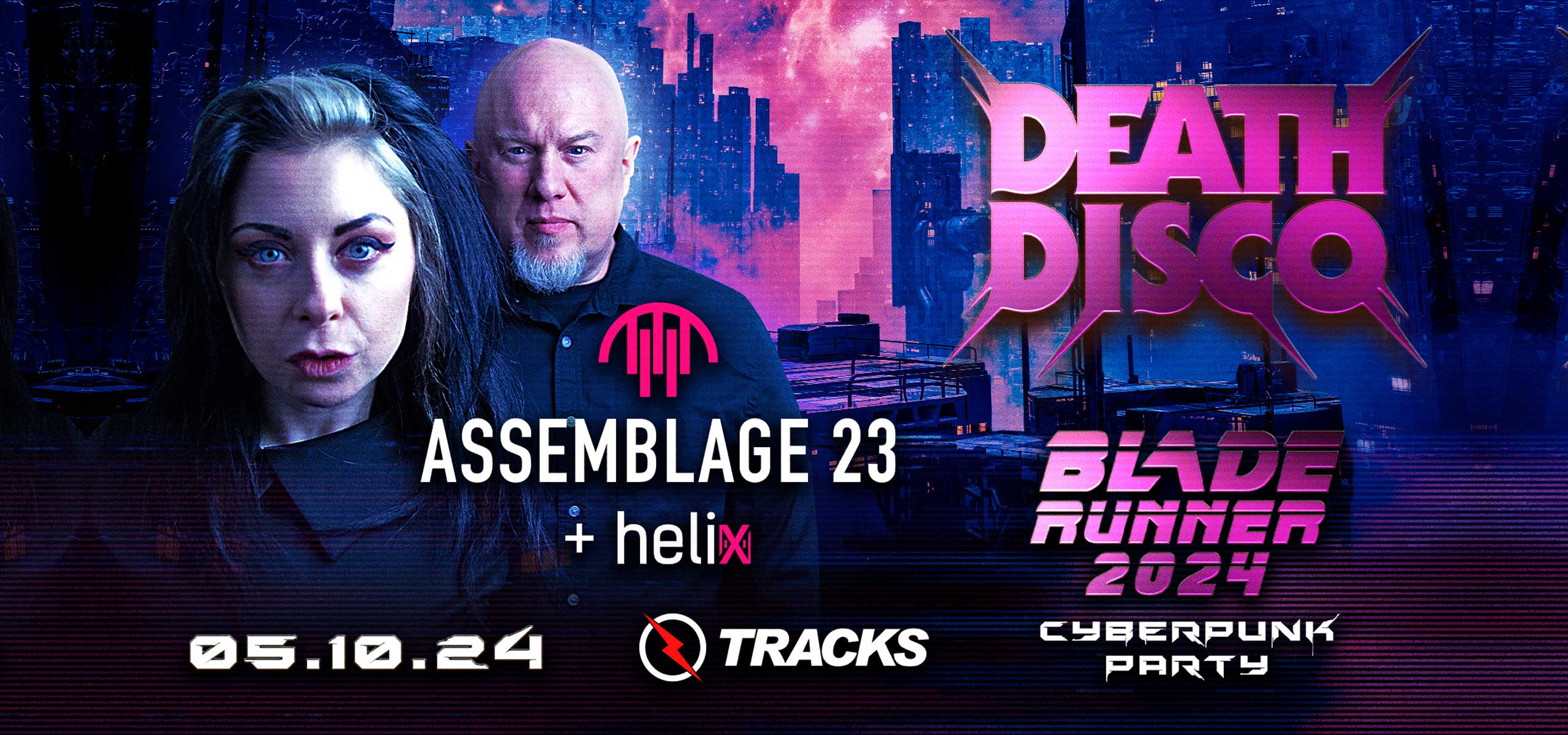 DEATH DISCO – Bladerunner 2024 – A Cyberpunk Party w/ Assemblage 23 + Helix Live